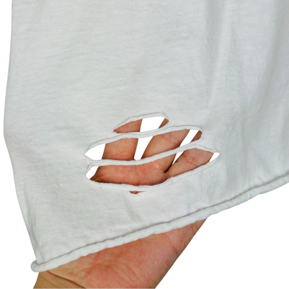 Thanks For Nothing Funny Graphic Boxy Crop Upcycled Distressed Short Sleeve Tee - Picture 6 of 10